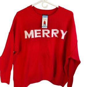 NWT Vince Camuto women’s red holiday sweater. Size Large. Crew neck